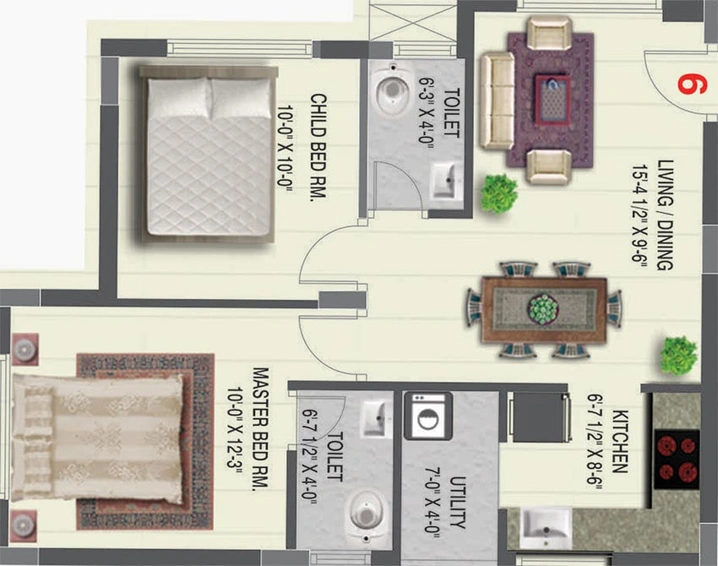 2 BHK Flat in Gruhashilpi Geetanjali in LB Nagar, Hyderabad - Image 827348