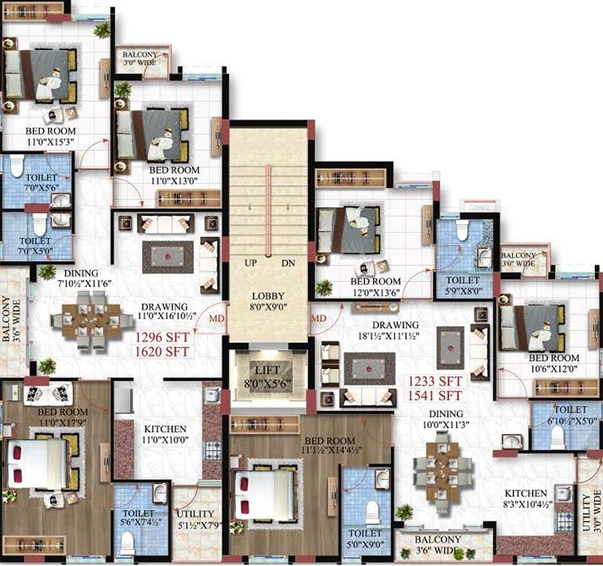 Floor Plan of Maphar Silver Springs in Banjara Hills, Hyderabad - Image 204400
