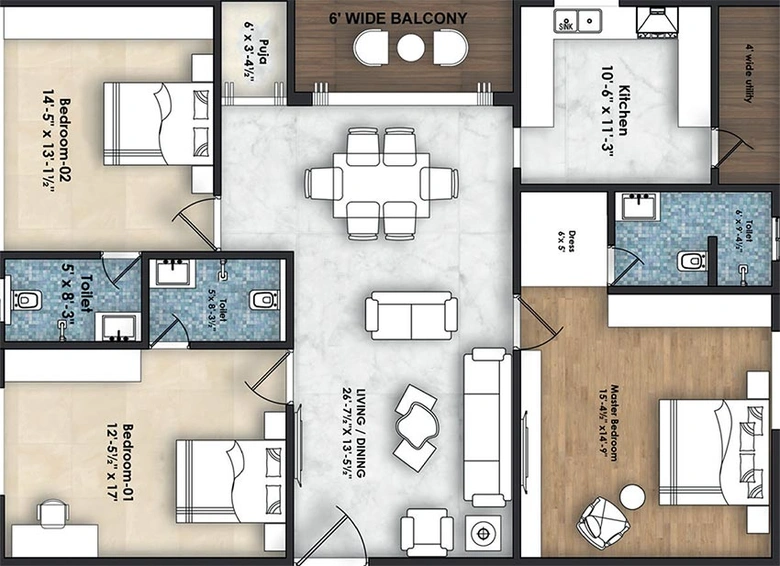 3 BHK Flat in Northstar Leela in Padmarao Nagar, Hyderabad - Image 827412