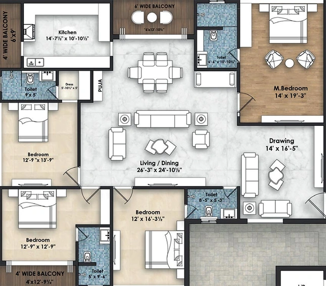 4 BHK Flat in Northstar Leela in Padmarao Nagar, Hyderabad - Image 827416