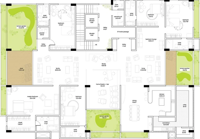 Floor Plan of Pooja A Walk in the Sky in Jubilee Hills, Hyderabad - Image 204594