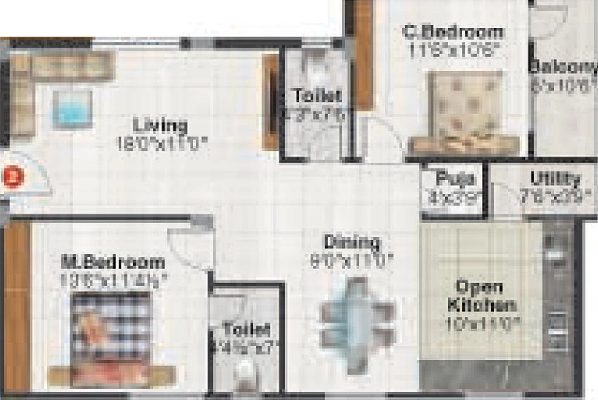 2 BHK Flat in Shubham Greens in Manikonda, Hyderabad - Image 827497