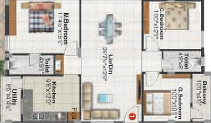 3 BHK Flat in Shubham Greens in Manikonda, Hyderabad - Image 827498