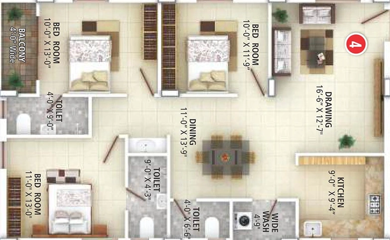 3 BHK Flat in Rathi Sri Tirumala Golden Pride in Mallapur, Hyderabad - Image 827500