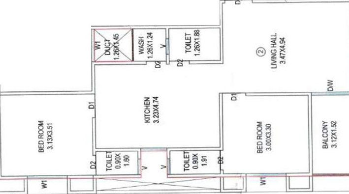 2 BHK Flat in Sophisticated Shubham Aura in Subhanpura, Vadodara - Image 827552