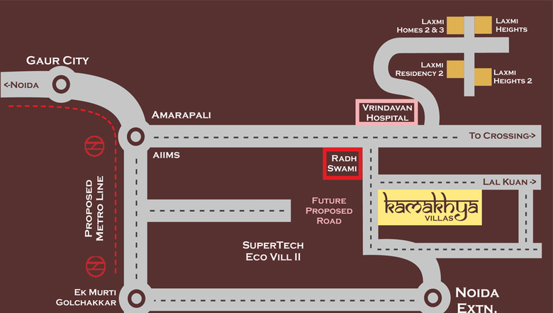 Location of Home Toppers Kamakhya Villas in Greater Noida West, Greater Noida - Image 204898