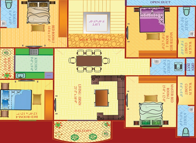 4 BHK Flat in Qmaks Ayesha Enclave in Tolichowki, Hyderabad - Image 827584