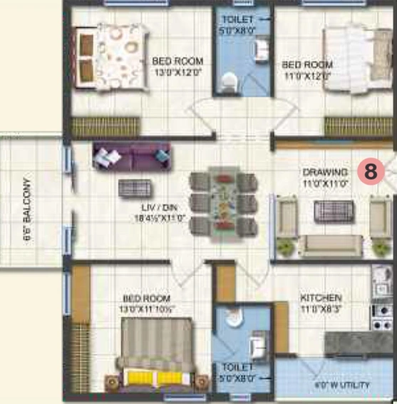 3 BHK Flat in Aditya Fortune Heights in Hitech City, Hyderabad - Image 827585