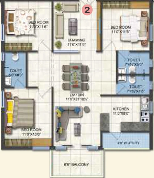 3 BHK Flat in Aditya Fortune Heights in Hitech City, Hyderabad - Image 827586
