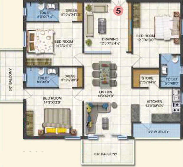 3 BHK Flat in Aditya Fortune Heights in Hitech City, Hyderabad - Image 827587