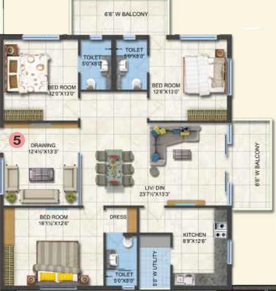 3 BHK Flat in Aditya Fortune Heights in Hitech City, Hyderabad - Image 827588