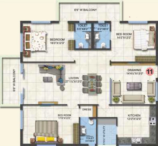 3 BHK Flat in Aditya Fortune Heights in Hitech City, Hyderabad - Image 827589