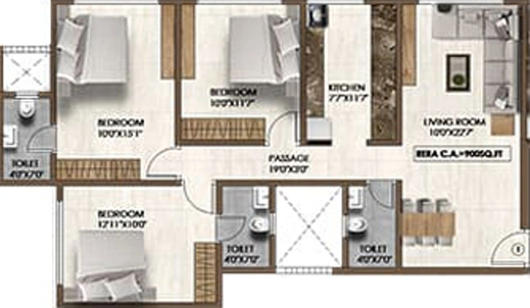 3 BHK Flat in PCPL Nirvana Residency in Malad West, Mumbai - Image 459862