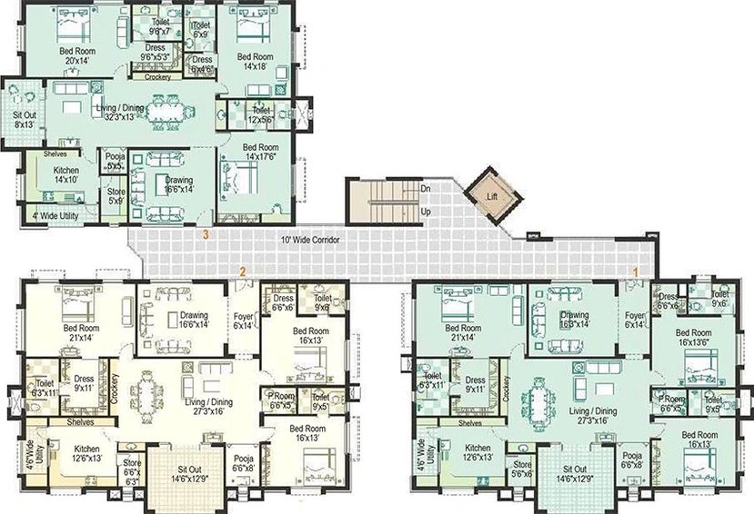 Floor Plan of Aditya Hill Top Residency in Jubilee Hills, Hyderabad - Image 204987