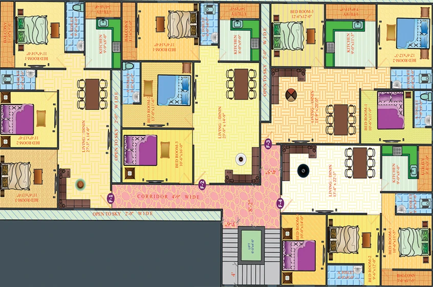 Floor Plan of Qmaks Darul Aman Resisdency in Alkapur, Hyderabad - Image 204994