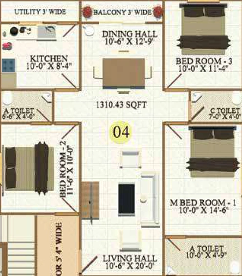 3 BHK Flat in Qmaks Darul Khair in Tolichowki, Hyderabad - Image 827600