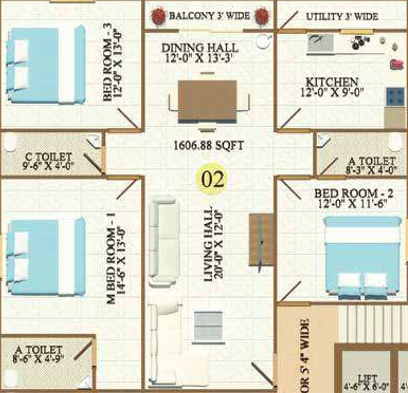 3 BHK Flat in Qmaks Darul Khair in Tolichowki, Hyderabad - Image 827601