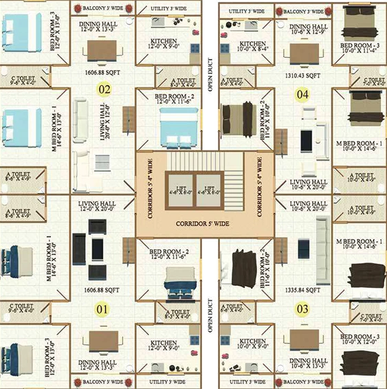 Floor Plan of Qmaks Darul Khair in Tolichowki, Hyderabad - Image 205008