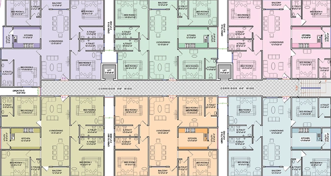 Floor Plan of Qmaks Diamond Residency in Tolichowki, Hyderabad - Image 205021
