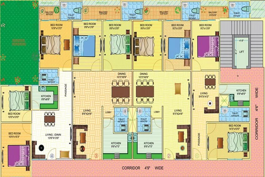 Floor Plan of Qmaks Haseeb Residency in Tolichowki, Hyderabad - Image 205179
