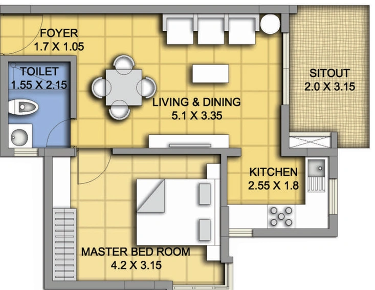 1 BHK Flat in ATZ Rock View in Thanisandra, Bangalore - Image 827689