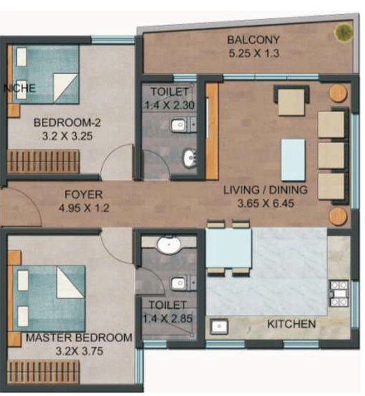 2 BHK Flat in ATZ Rock View in Thanisandra, Bangalore - Image 827690
