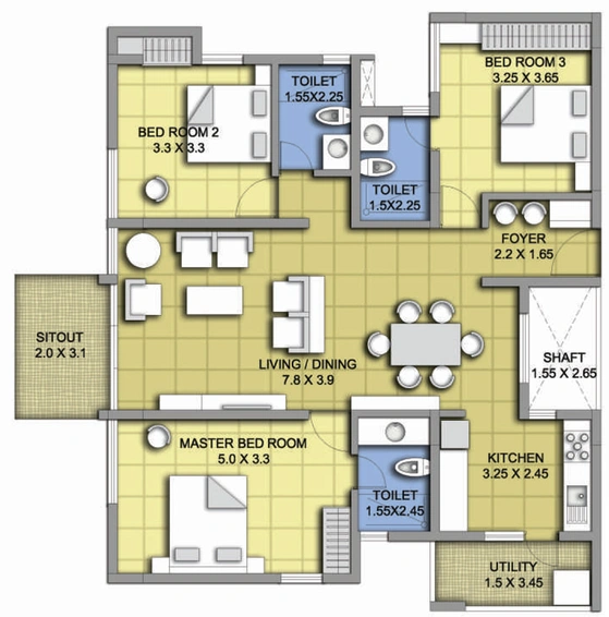 3 BHK Flat in ATZ Rock View in Thanisandra, Bangalore - Image 827695