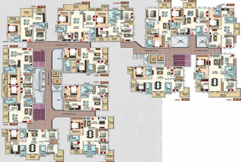 Floor Plan of Myhna Heights in Whitefield, Bangalore - Image 205317