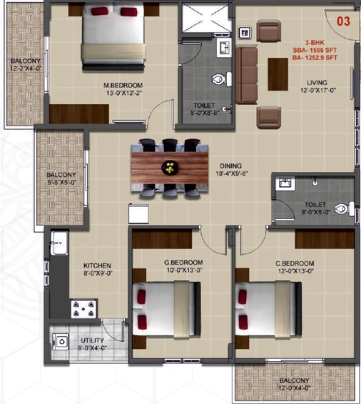 3 BHK Flat in Star ARB Gateway in Horamavu, Bangalore - Image 827815
