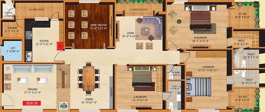 3 BHK Flat in Super Aurum in Banjara Hills, Hyderabad - Image 827816