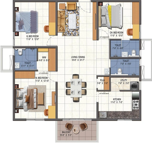 3 BHK Flat in Urbanrise Opulence in Bachupally, Hyderabad - Image 827834