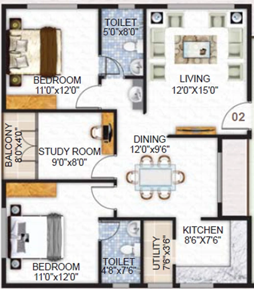 2.5 BHK Flat in Vaishnavi Malhar in NRI Layout, Bangalore - Image 827859