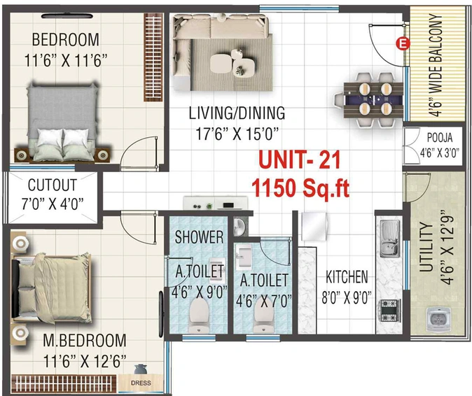 2 BHK Flat in Sai Kiran Garden Square in Uttarahalli, Bangalore - Image 828067