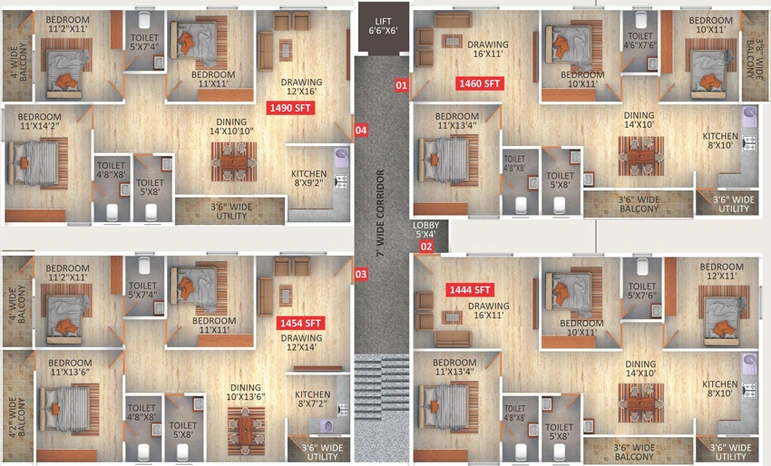 Floor Plan of SDR Sri Gayathri Elegance in NRI Layout, Bangalore - Image 206570