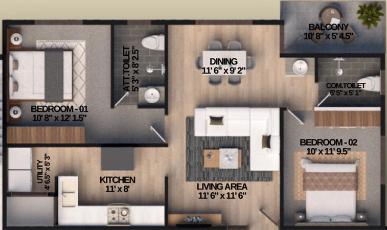 2 BHK Flat in Shakthi Urban Village in Kannamangala, Bangalore - Image 828132