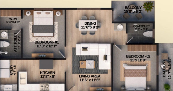 2 BHK Flat in Shakthi Urban Village in Kannamangala, Bangalore - Image 828134