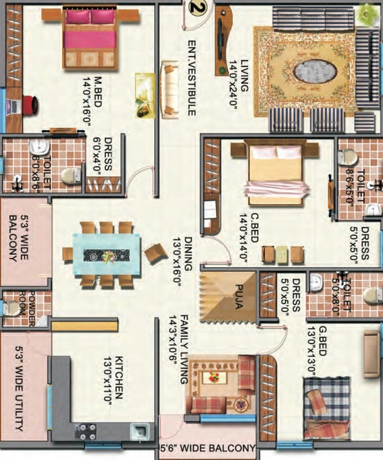 3 BHK Flat in Saishakti Signature Apartments in Sanjeeva Reddy Nagar, Hyderabad - Image 828163