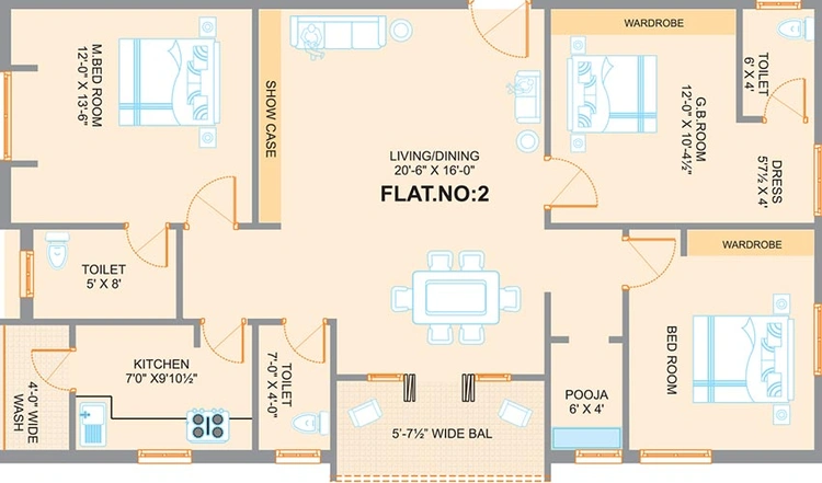 3 BHK Flat in Saishakti Sri Venkataramana Residency in Kondapur, Hyderabad - Image 828165