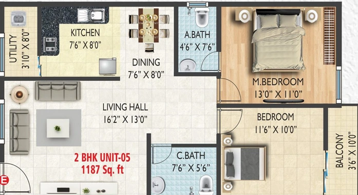 2 BHK Flat in Avighna Aarna Vintage in Electronic City, Bangalore - Image 828180