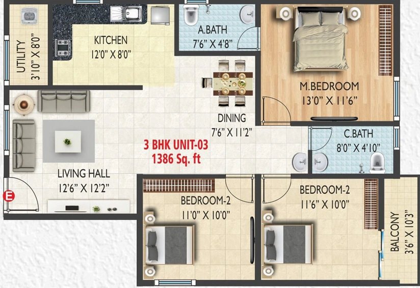 3 BHK Flat in Avighna Aarna Vintage in Electronic City, Bangalore - Image 828181