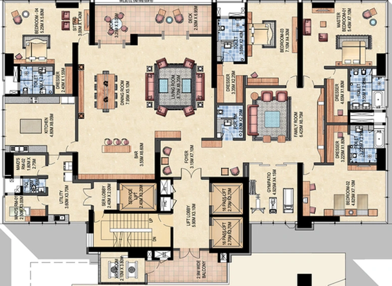 4 BHK Flat in Prestige Kingfisher Towers in Ashok Nagar, Bangalore - Image 828219