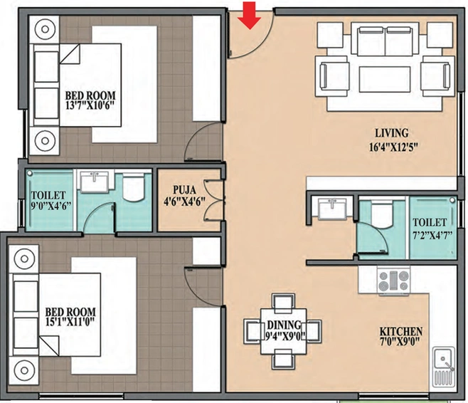 2 BHK Flat in Navami Vruksha in Yeshwanthpur, Bangalore - Image 828234