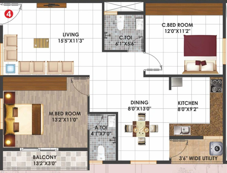 2 BHK Flat in Sai Priya Avenue in Electronic City, Bangalore - Image 828245
