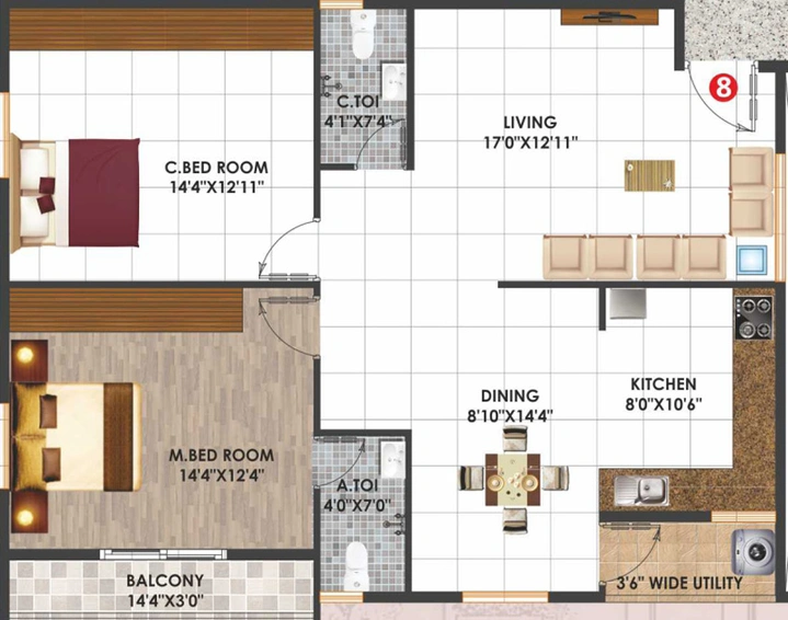 2 BHK Flat in Sai Priya Avenue in Electronic City, Bangalore - Image 828247