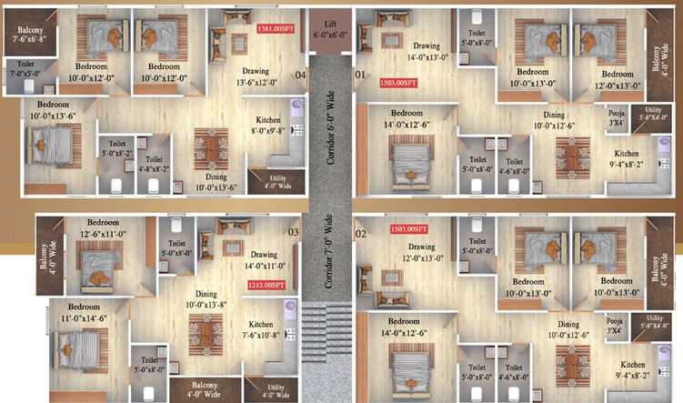 Floor Plan of SBD Sai Bharath Enclave in Kalkere, Bangalore - Image 207107