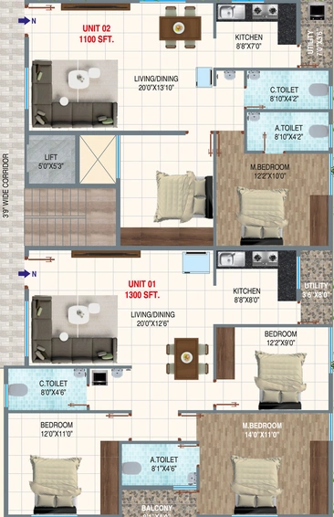 Floor Plan of SLV Elite Apartment in Bannerghatta, Bangalore - Image 207136