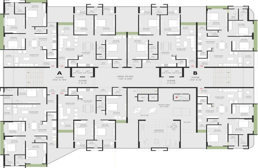 Floor Plan of Fortune Palladium in Manjalpur, Vadodara - Image 116610