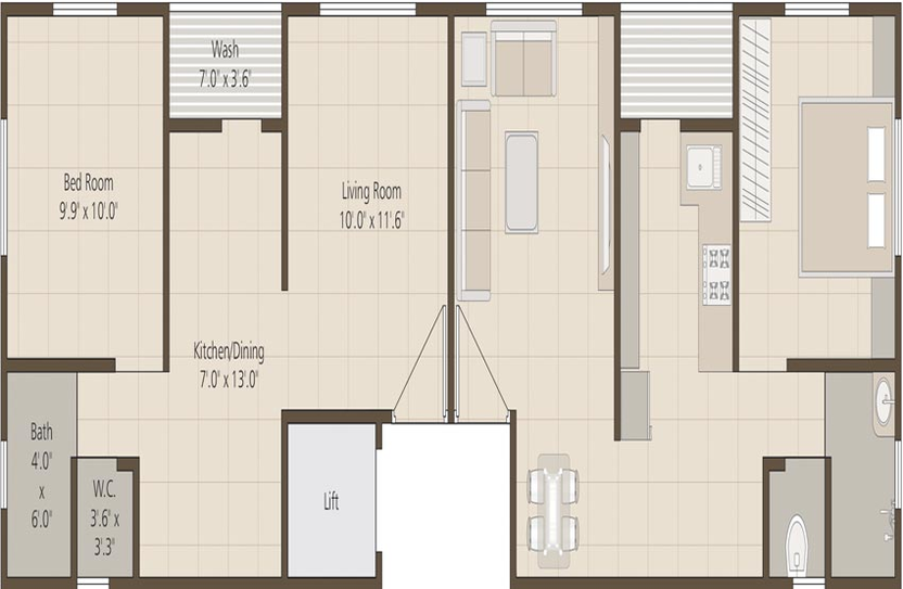 Floor Plan of Dwarkesh City in Kapurai, Vadodara - Image 118764