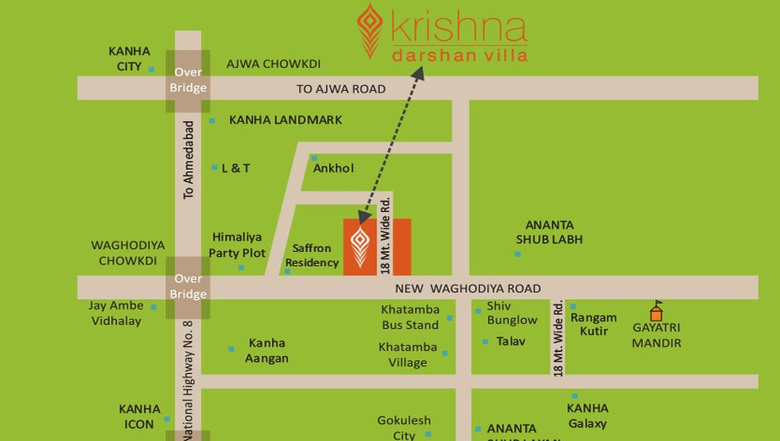 Location of Krishna Darshan Villa in Waghodia Road, Vadodara - Image 116621
