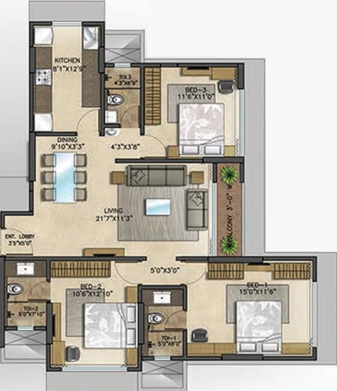 3 BHK Flat in Hetali Anuchhaya in Andheri West, Mumbai - Image 828461